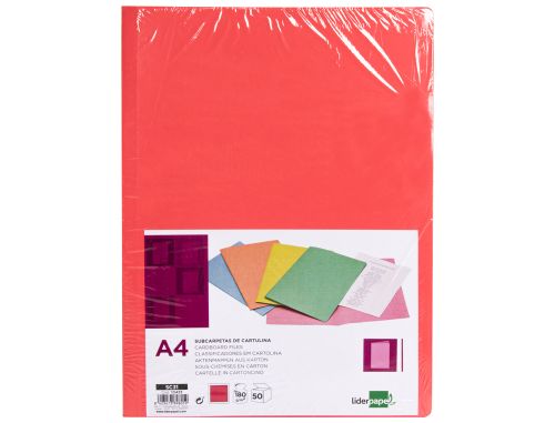 Classificador liderpapel din a4 vermelho pastel 180gr , Liderpapel , 10423 , 8423473898059